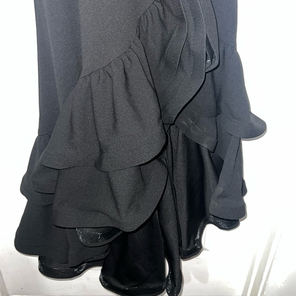 Betsy & Adam ARIELLE" SCUBA CREPE RUFFLE SLIT GOWN - Picture 12 of 13